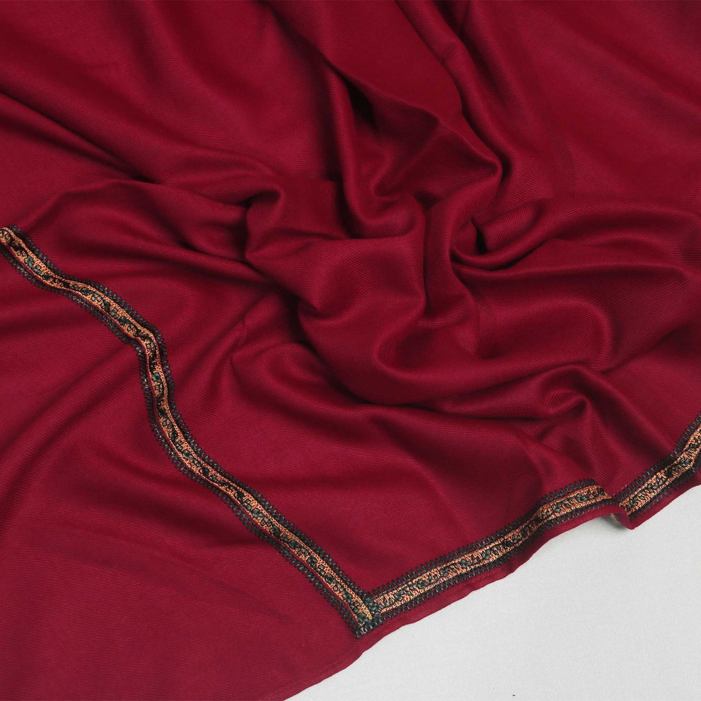 Embroidered Border Pashmina Mehroon Shawl Sh13
