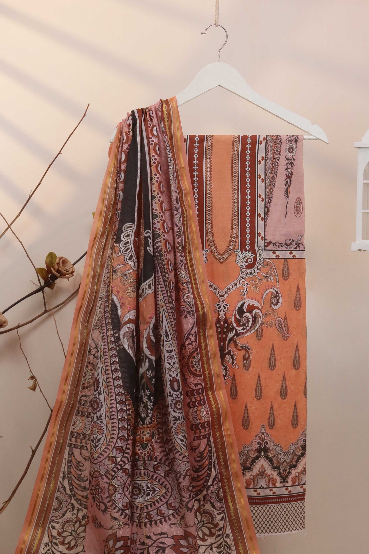 3Piece - Superior Printed Lawn Suit Carnation D034