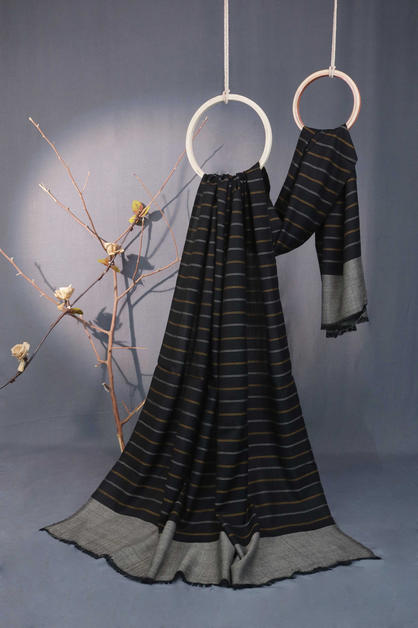 Zam Zam Lining Pashmina Shawl 3214 Black2
