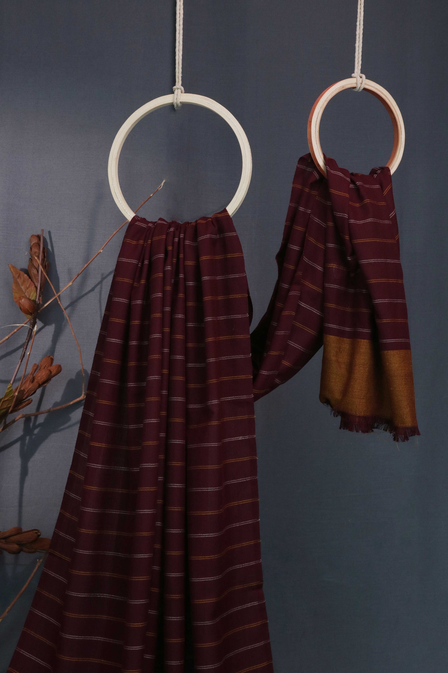Zam Zam Lining Pashmina Shawl 3214 Mehroon2