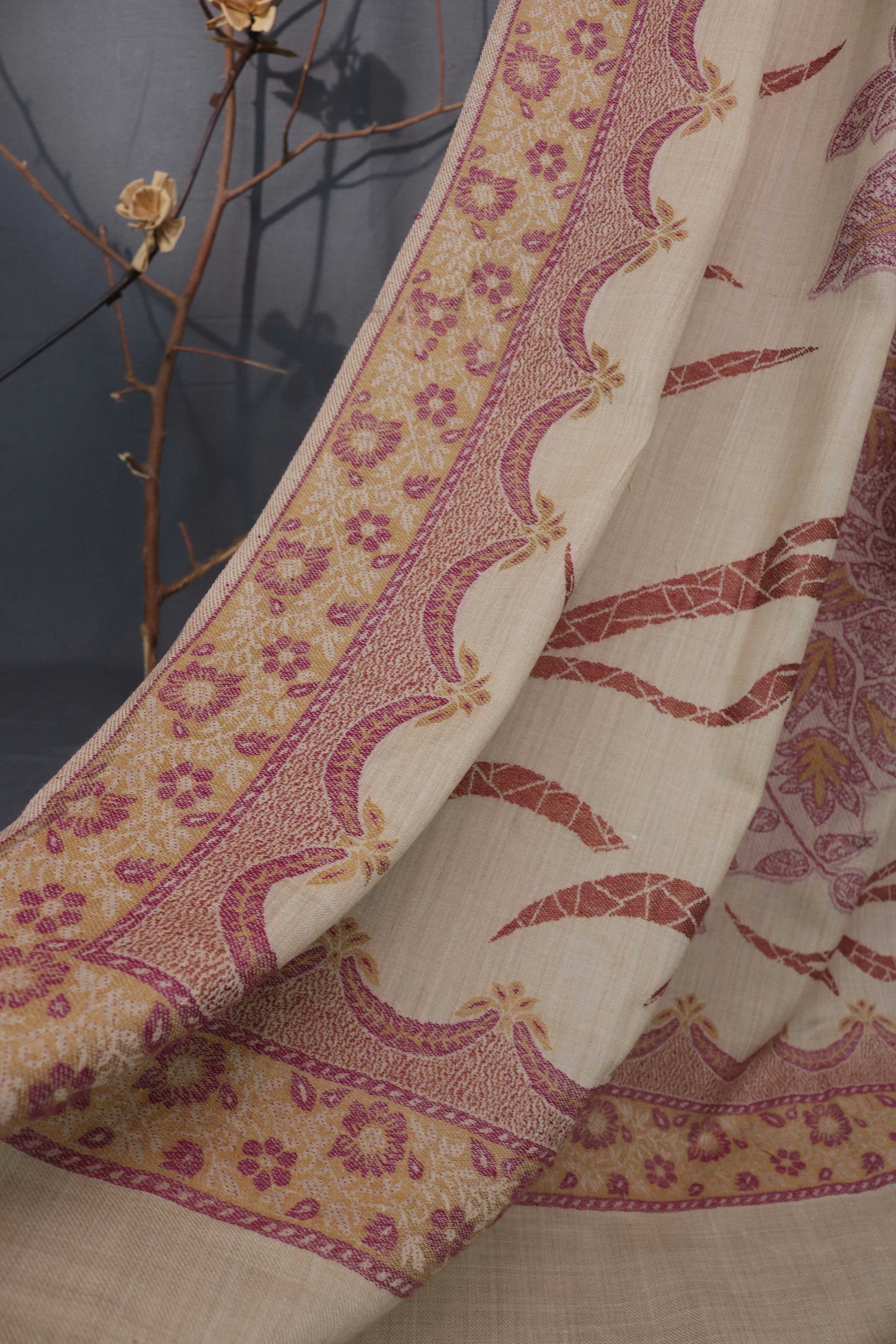 Kani Border Pashmina Shawl 3522A