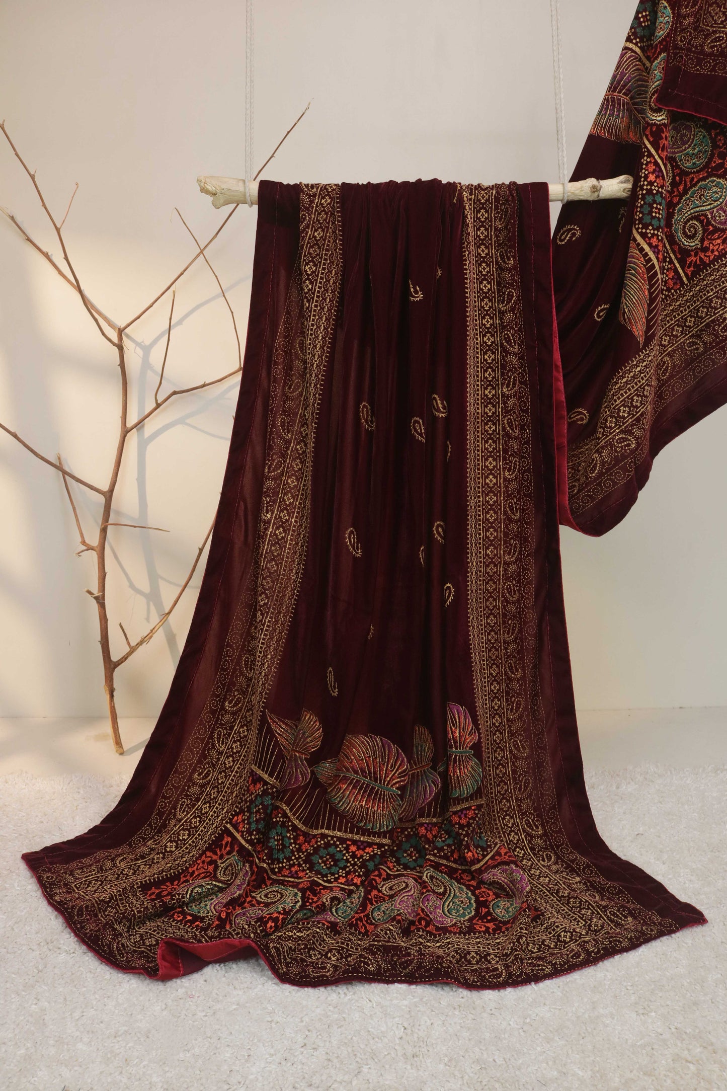 Velvet Screen-Printed Shawl 3576A