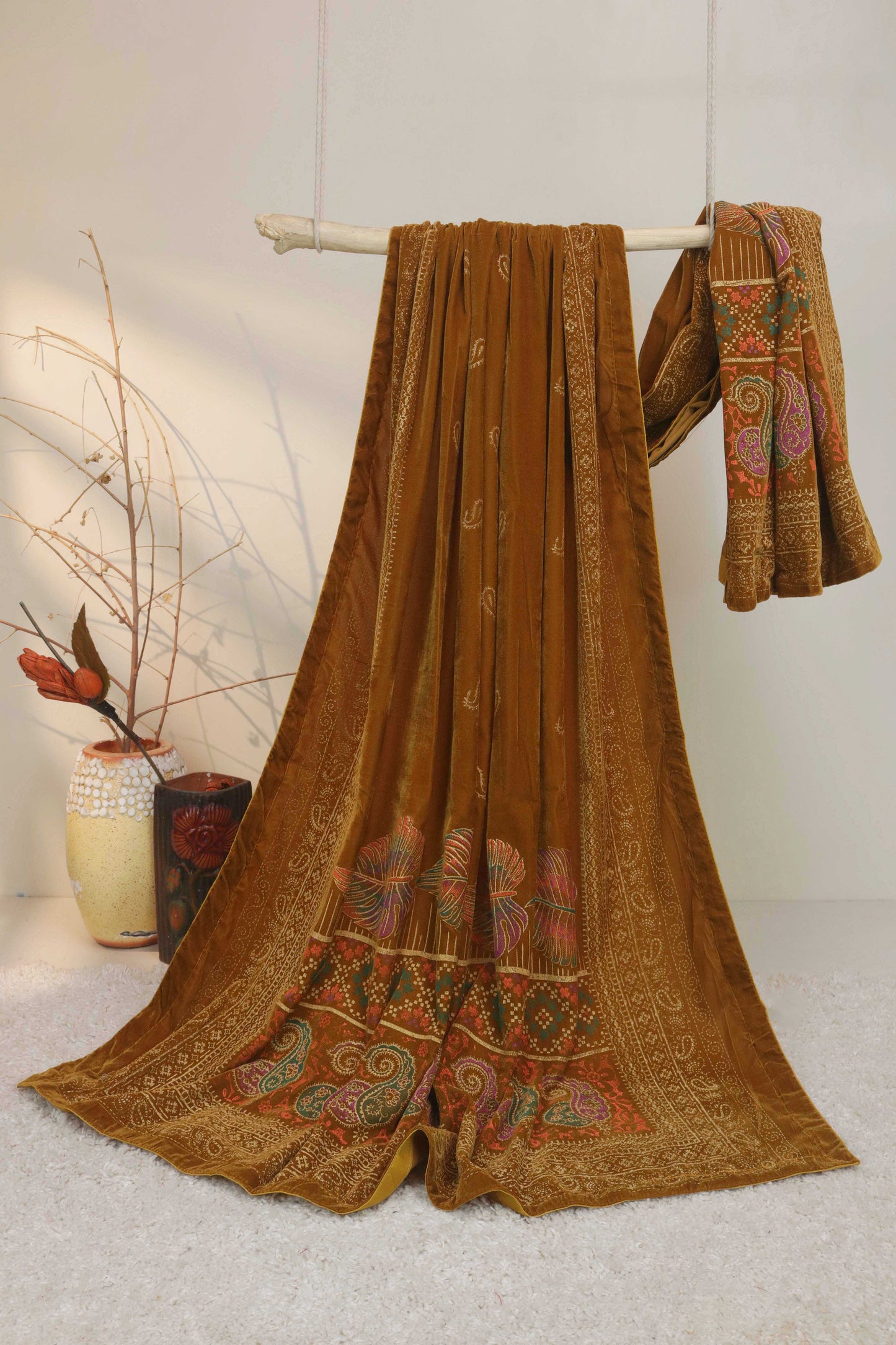 Velvet Screen-Printed Shawl 3576F