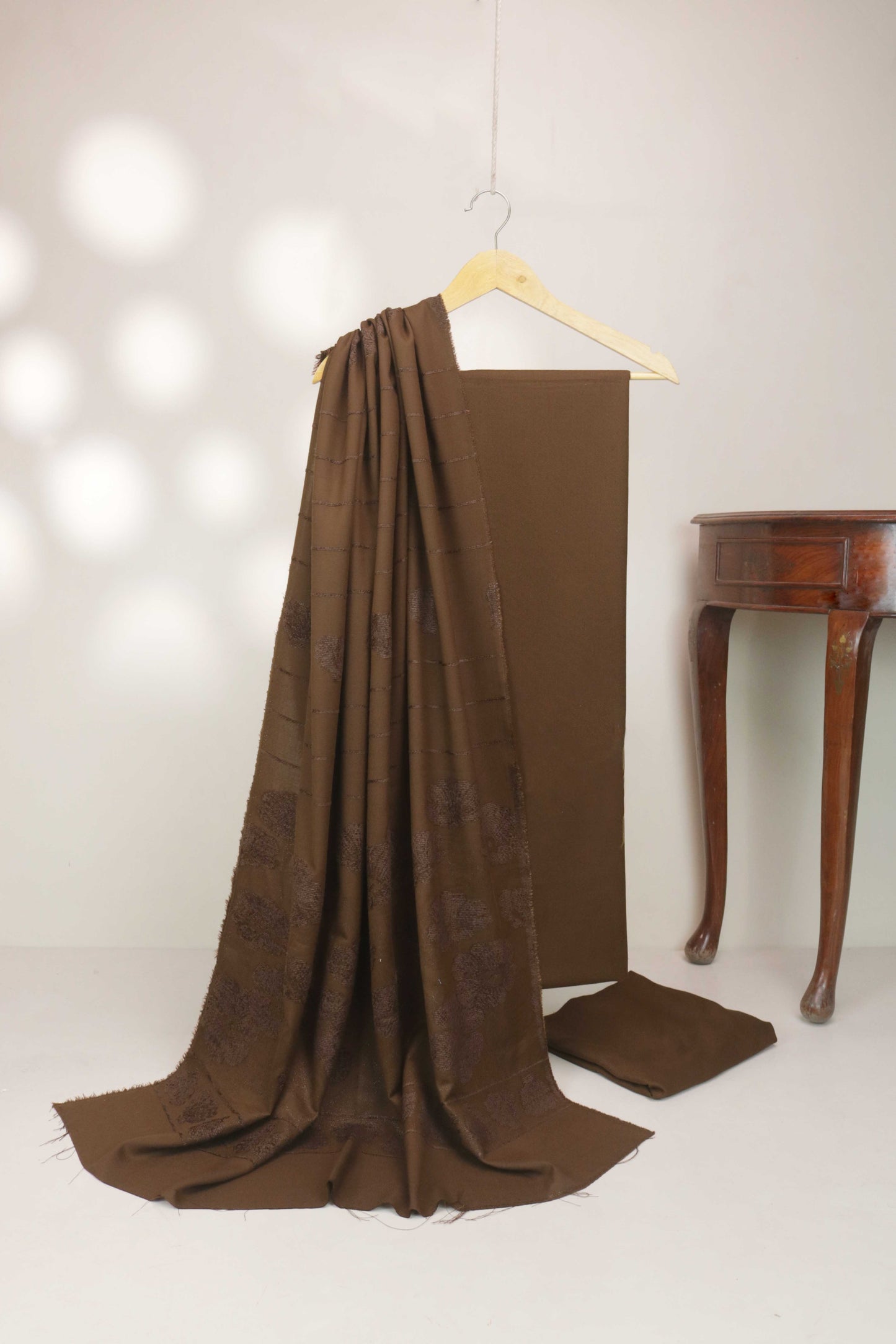 3Piece - Karandi with Wool Shawl SRK Brown