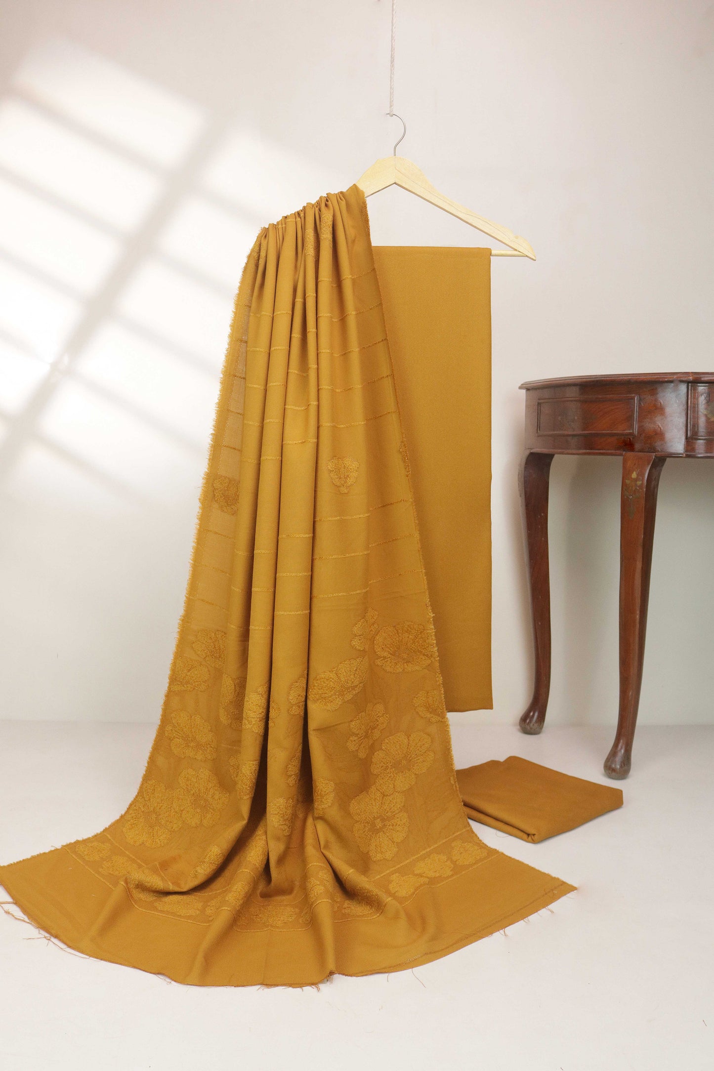 3Piece - Karandi with Wool Shawl SRK Mustard