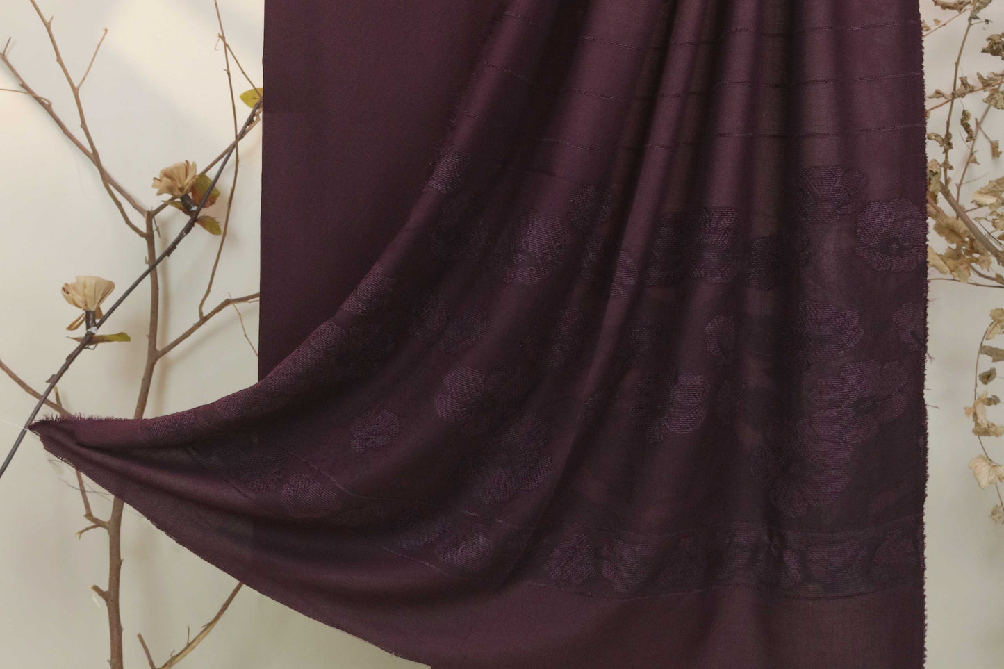 3Piece - Karandi with Wool Shawl SRK Plum