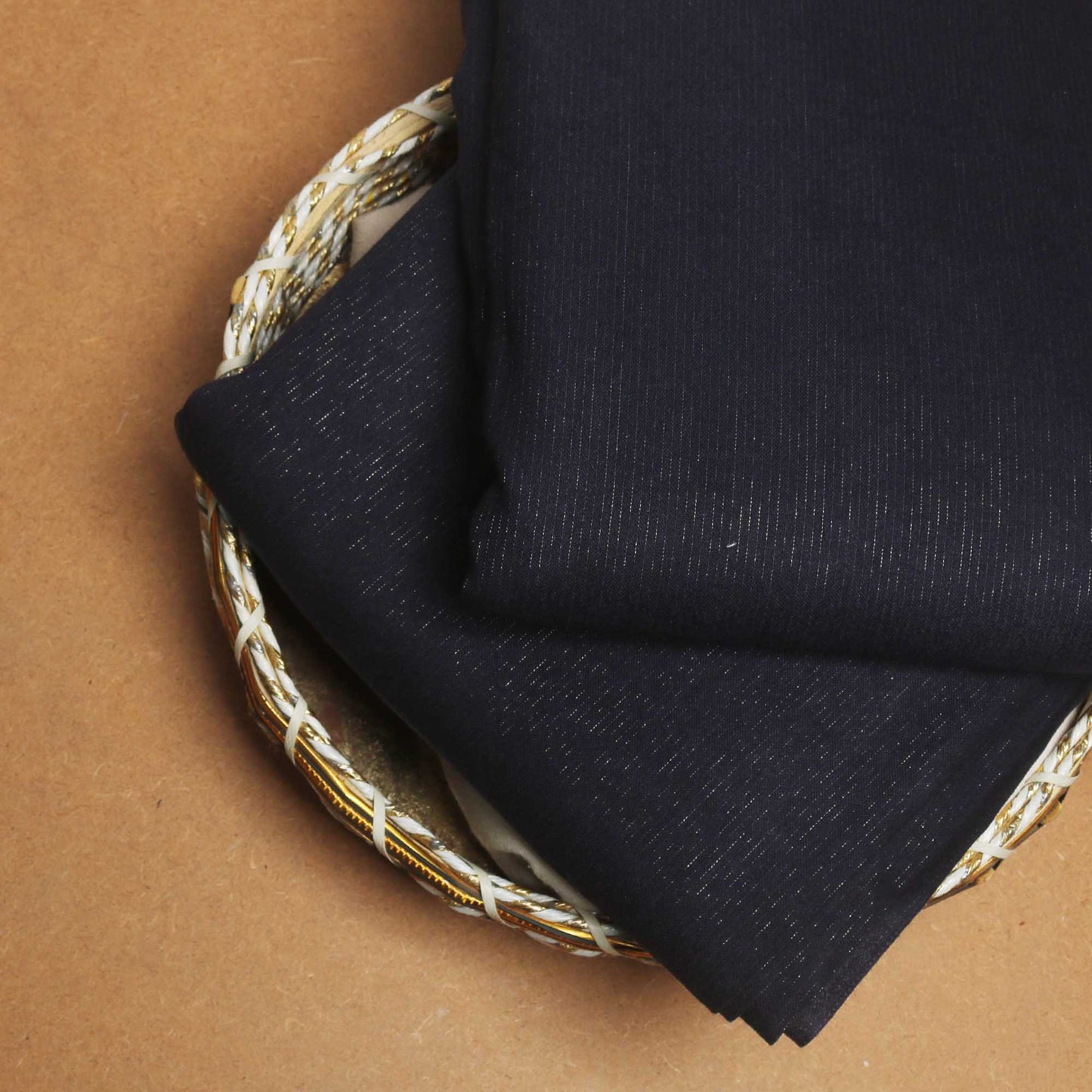 Moon Light Peach Leather Marina Navy Blue - Shirt Piece