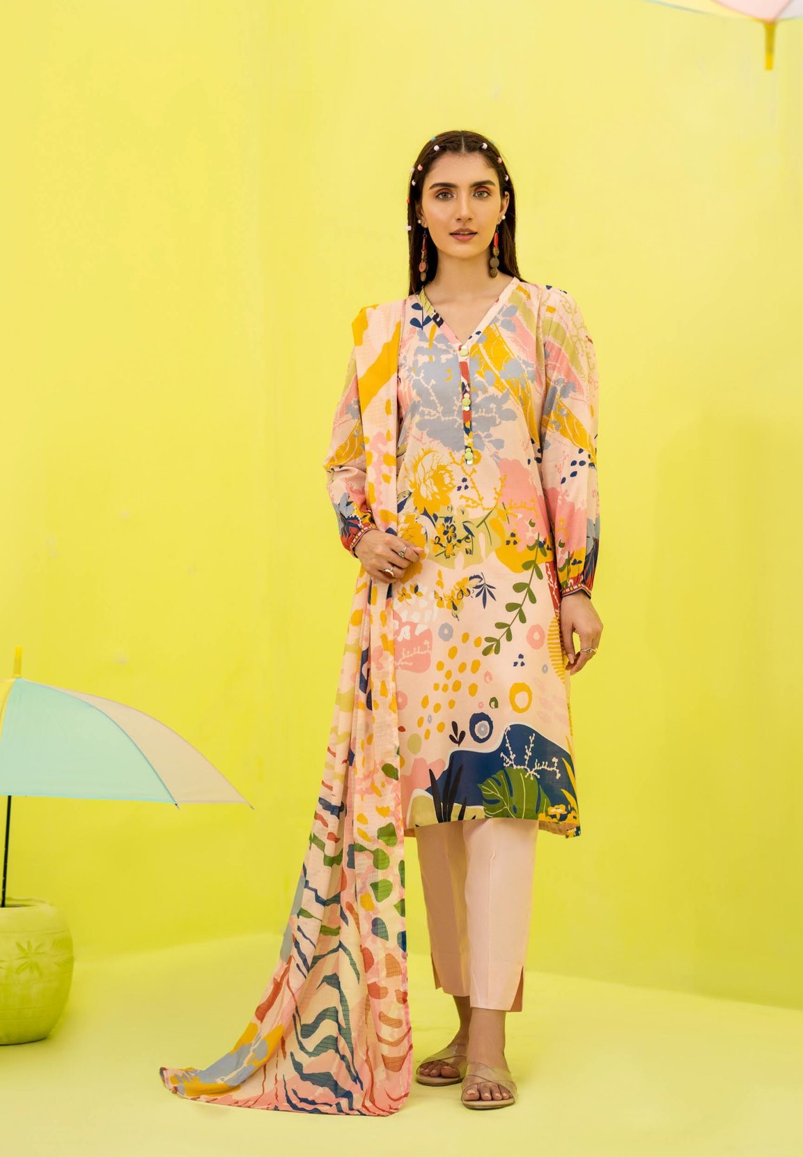 Printed Lawn 3Piece Suit POP INN  GPN2309A9