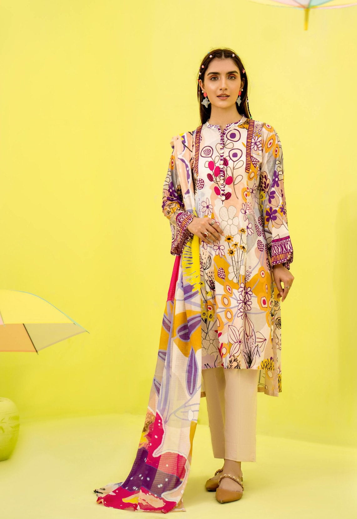 Printed Lawn 3Piece Suit POP INN  GPN2309A10