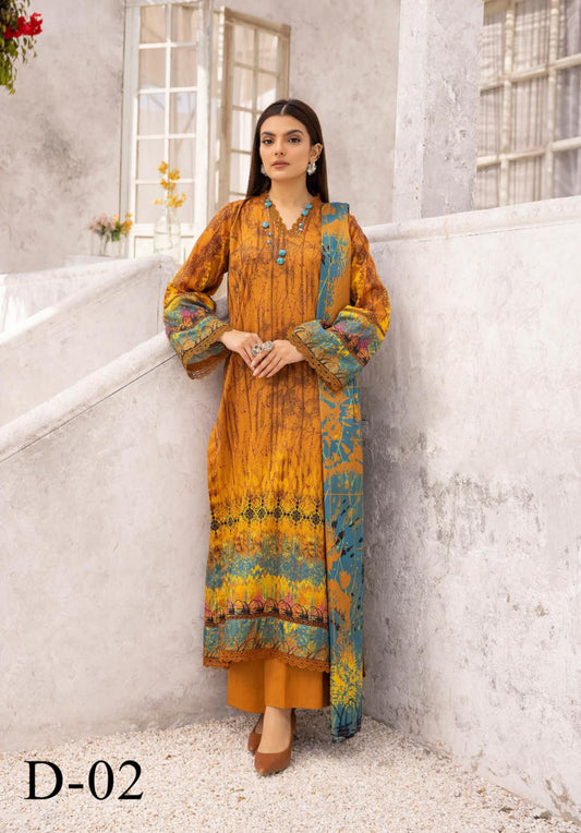 3Piece - Printed Lawn Suit Moon Soon MS002