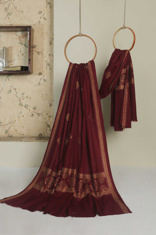 Embroidered Pashmina Mehroon Shawl Sh267