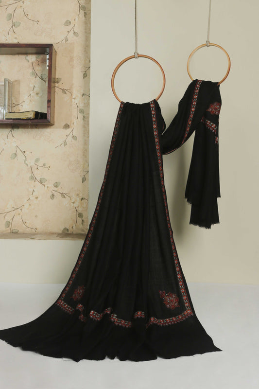 Chakoor Kingri Embroidered Pashmina Shaw FG0034-Black