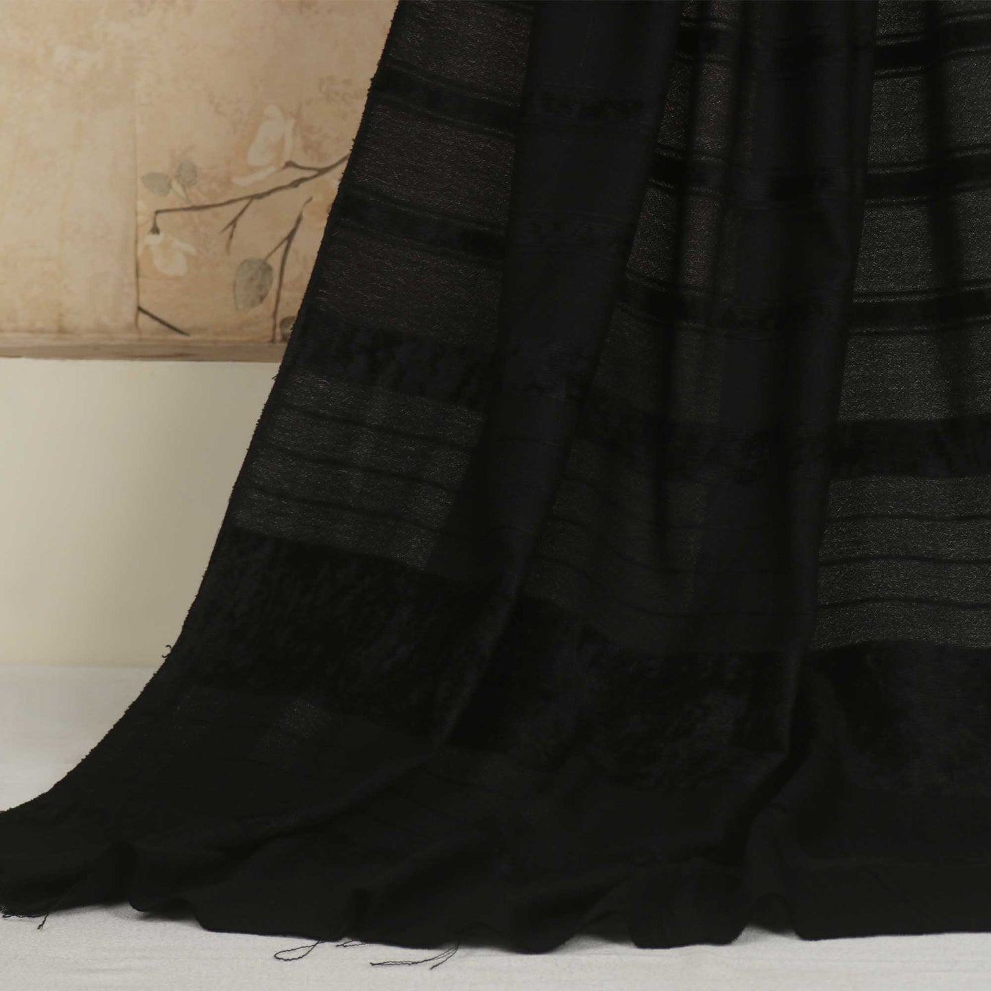 Velvet Wool Black Shawl Sh163