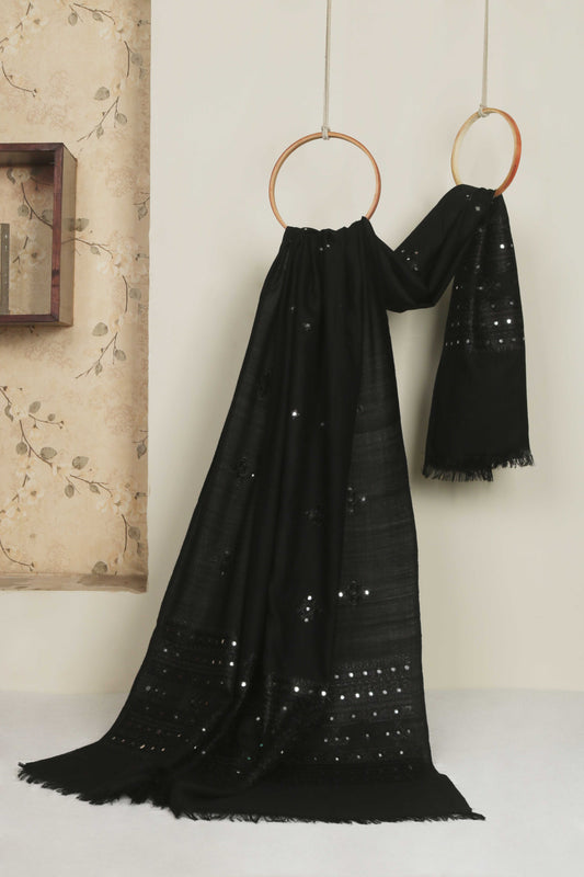 Sindhi Pallu Pashmina Shawl 2746-Double Black