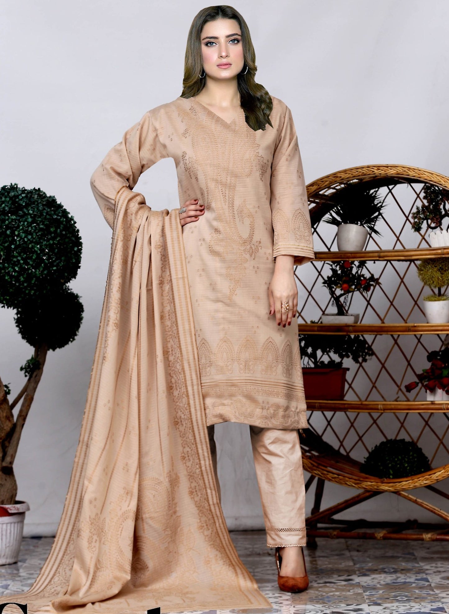 3Piece - Self Jacquard Lawn Suit   BBL05