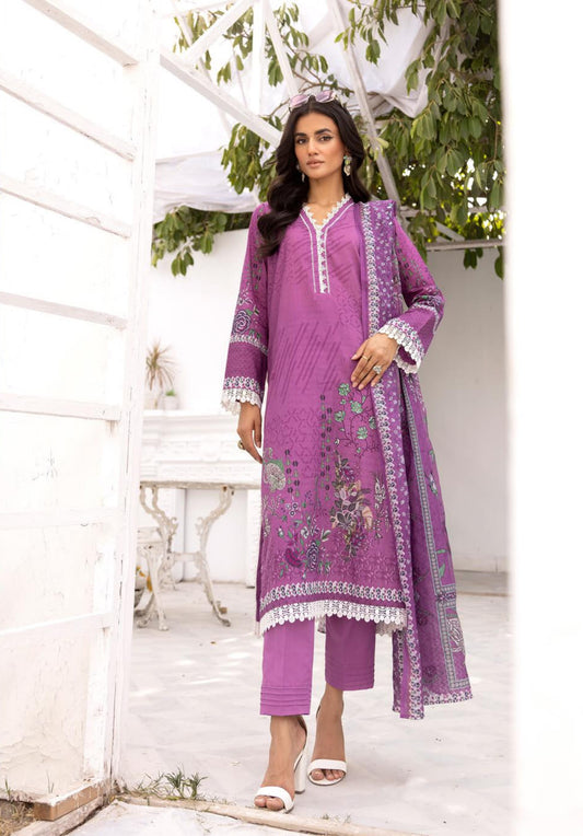 3Piece - Superior Printed Lawn Suit Carnation  D019