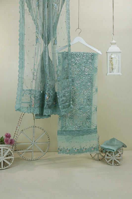 Luxury Organza Embroidered suit EL37