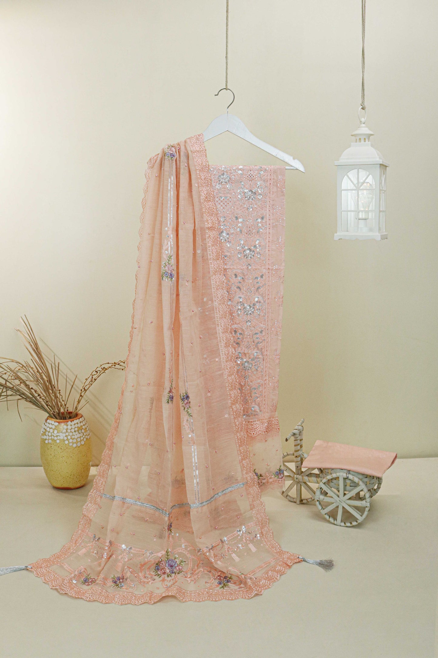 Luxury Organza Embroidered suit EL36