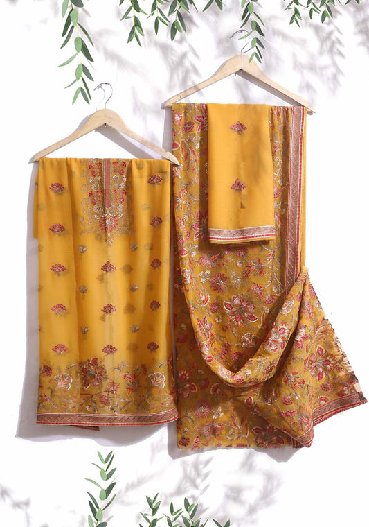 Breeze Heavy Embroidered Chiffon Zink  HEBNMustard