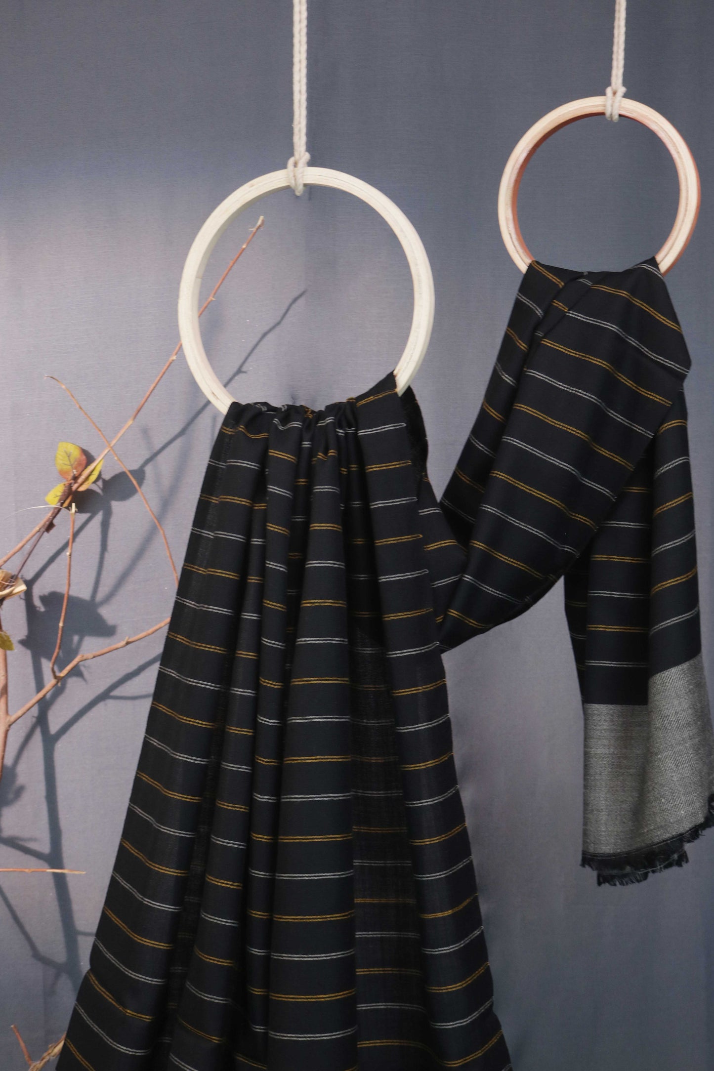 Zam Zam Lining Pashmina Shawl 3214 Black2