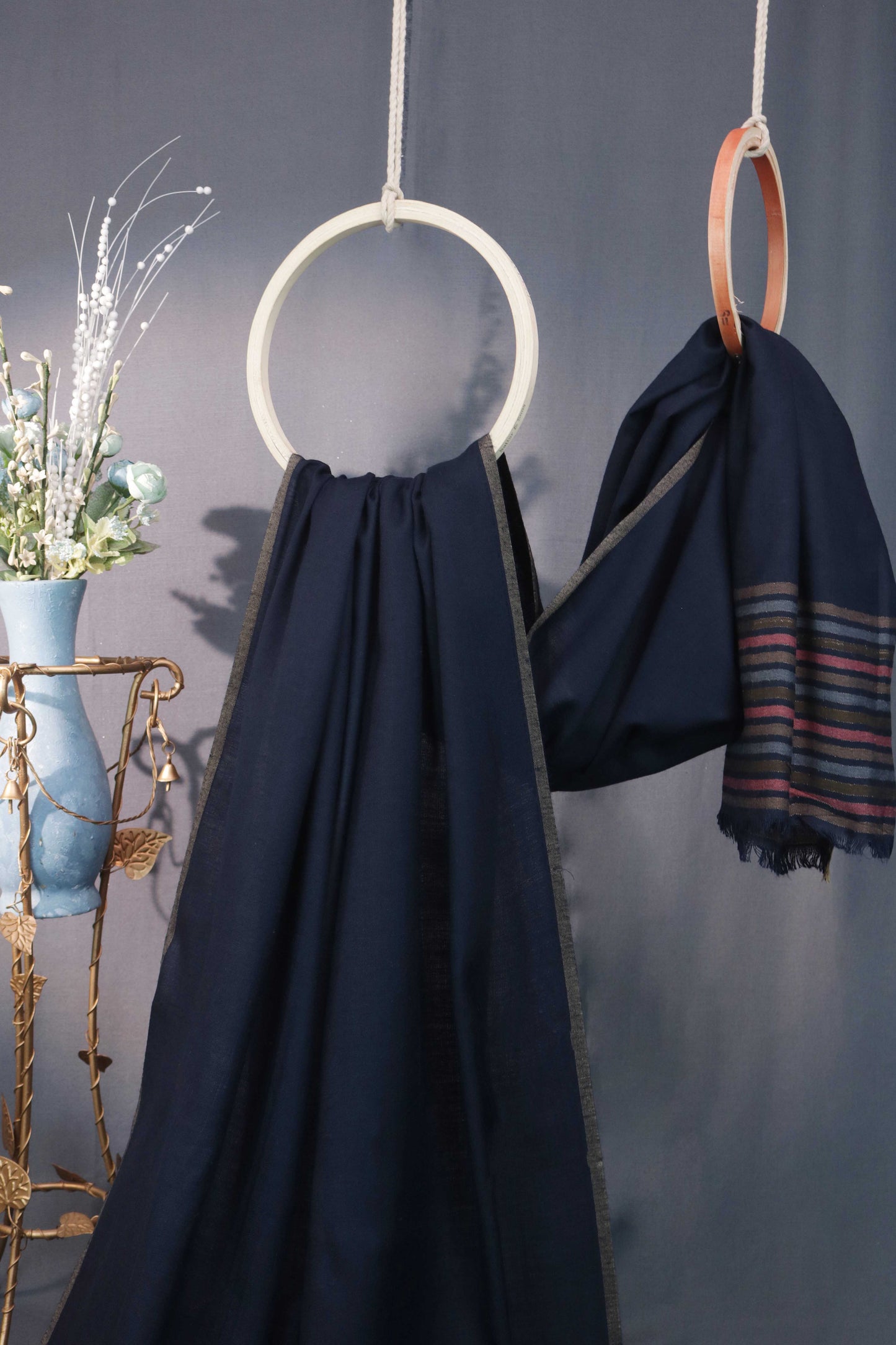 Zam Zam Lining Pashmina Shawl 3101 Navy Blue