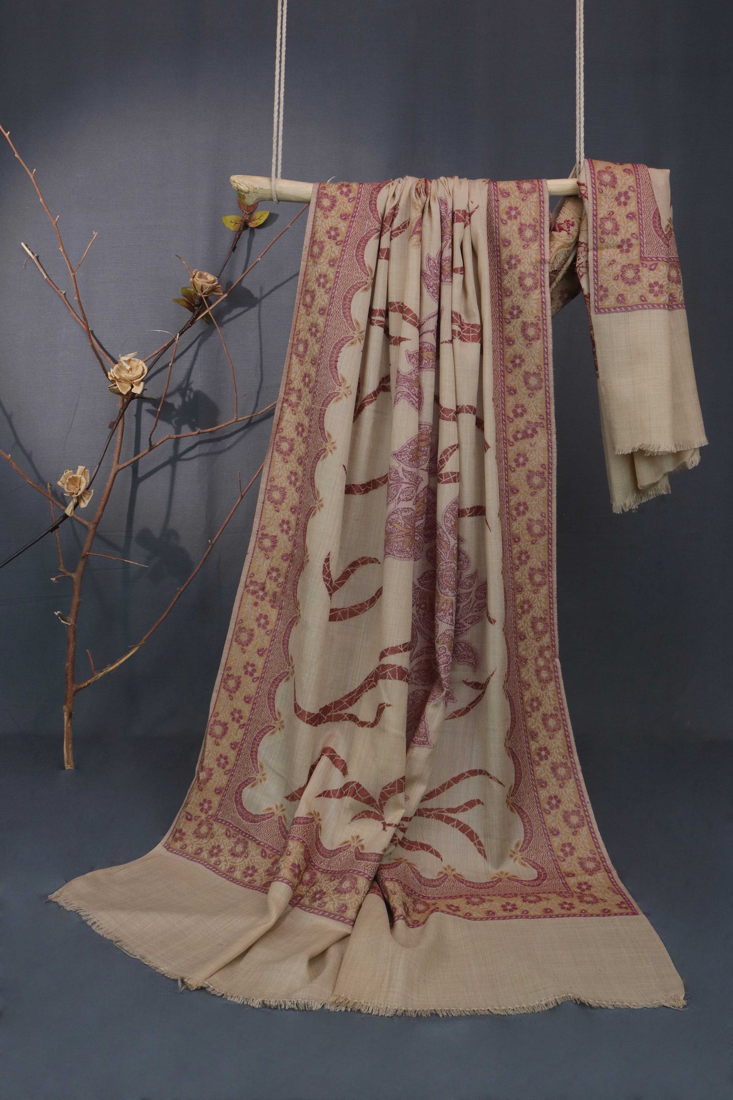 Kani Border Pashmina Shawl 3522A