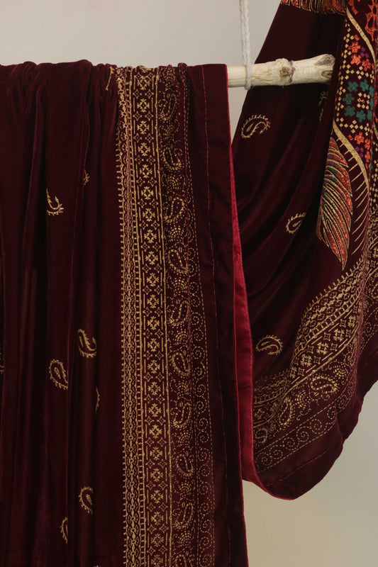 Velvet Screen-Printed Shawl 3576A
