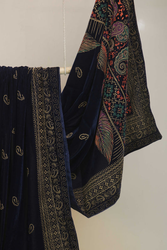 Velvet Screen-Printed Shawl 3576B