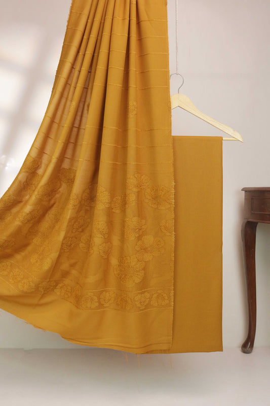 3Piece - Karandi with Wool Shawl SRK Mustard