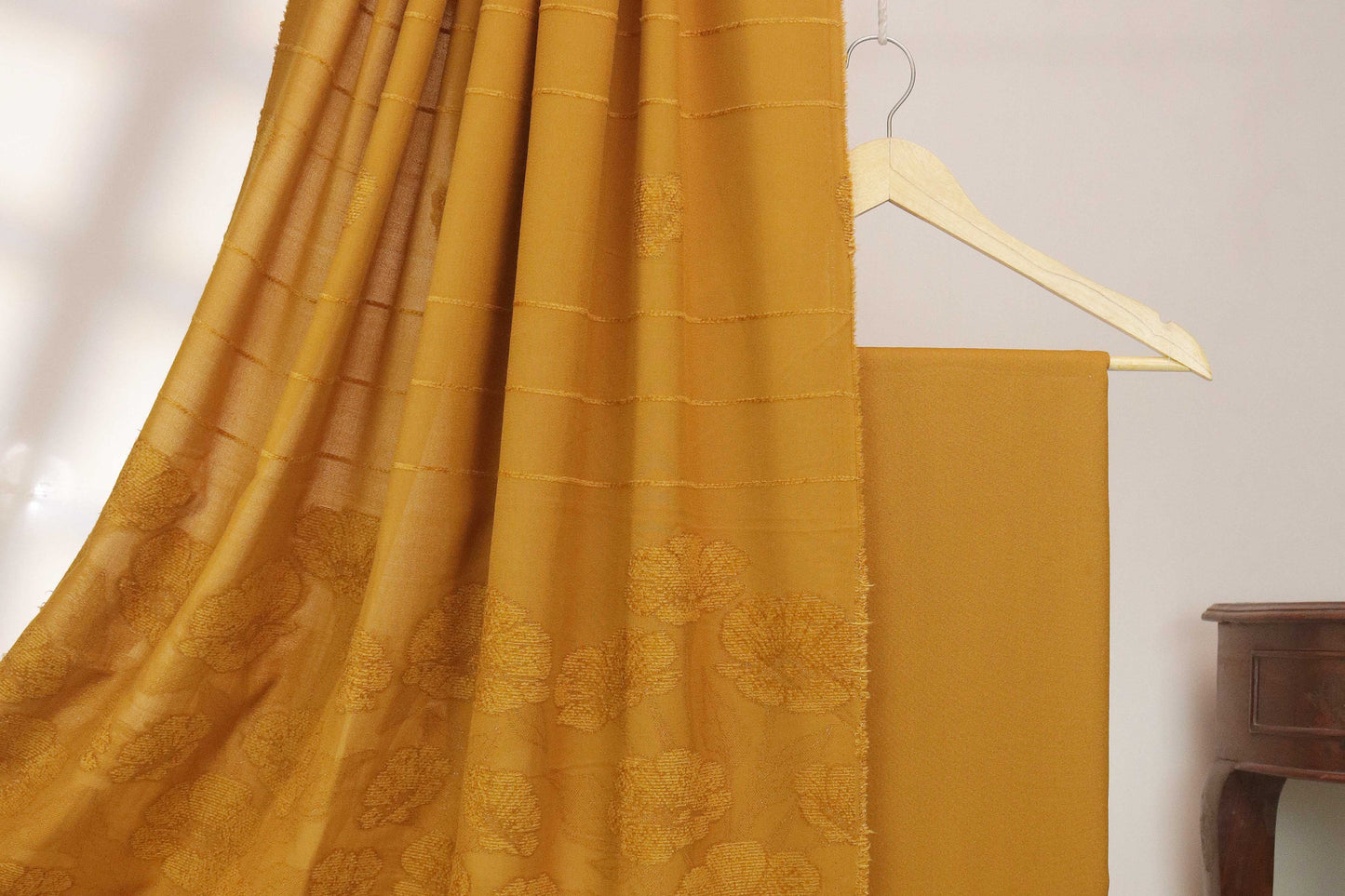 3Piece - Karandi with Wool Shawl SRK Mustard