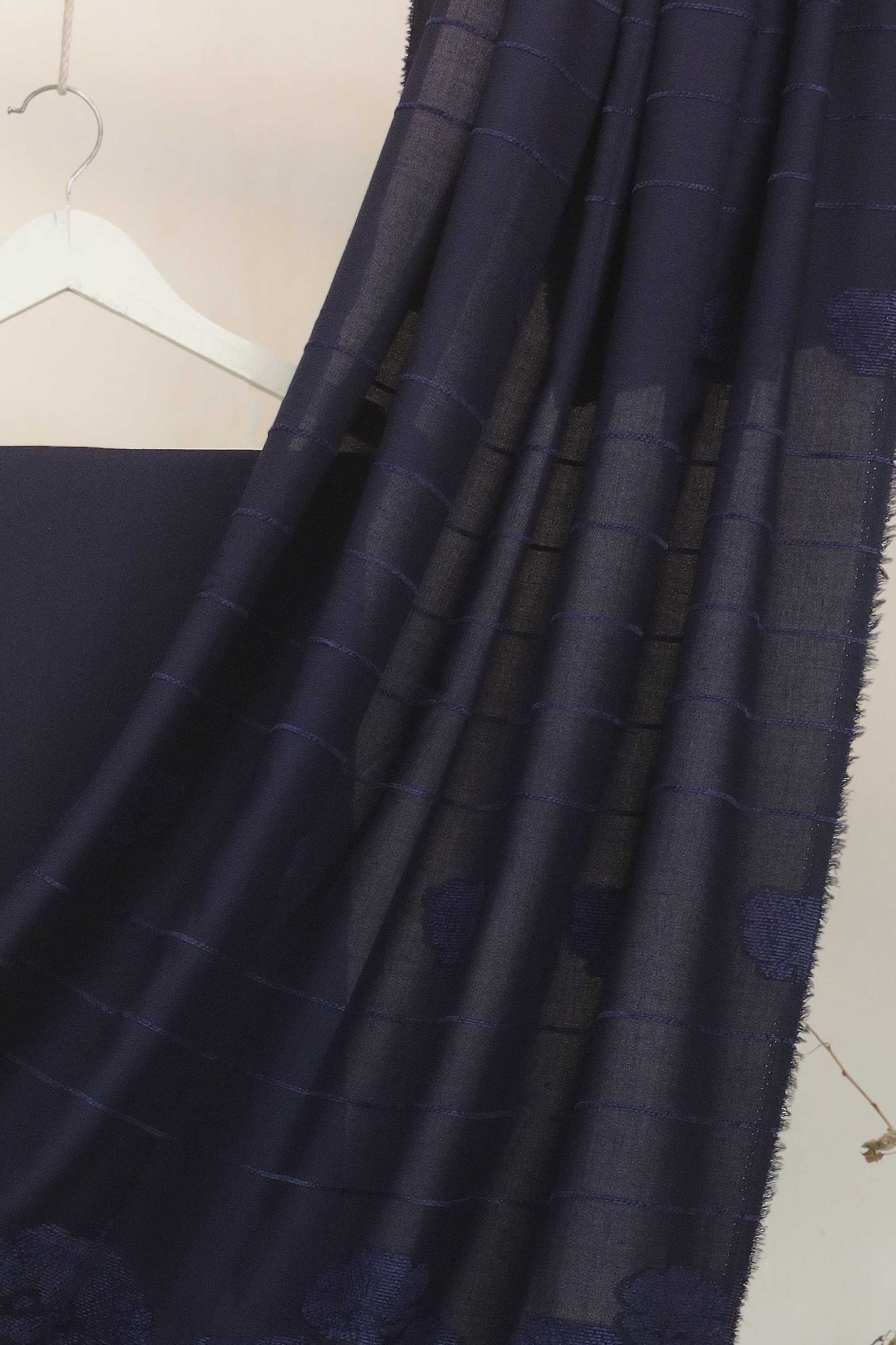 3Piece - Karandi with Wool Shawl SRK Navy blue