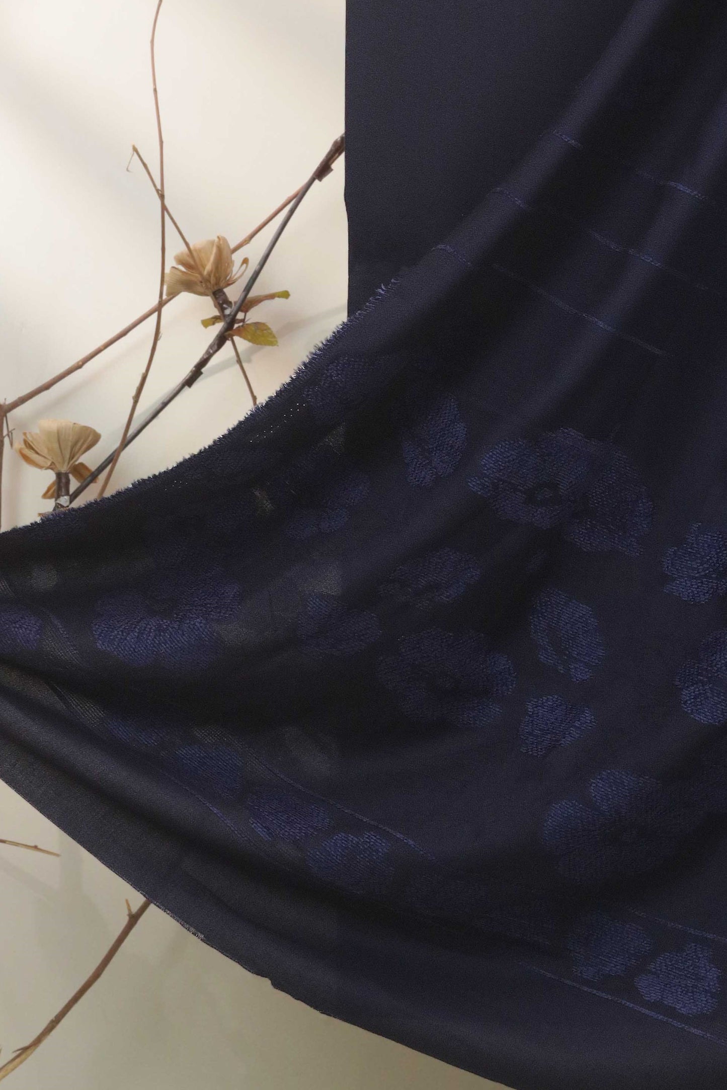 3Piece - Karandi with Wool Shawl SRK Navy blue