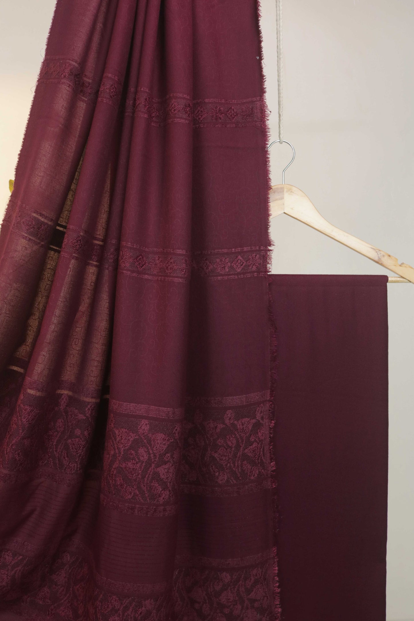 3Piece - Karandi with Wool Shawl SRK Deepmehroon