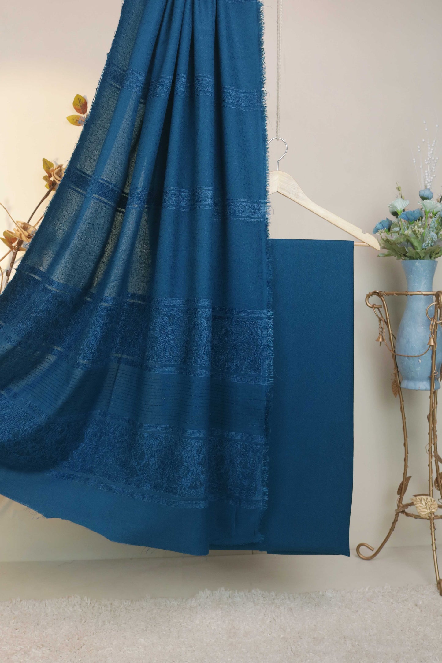 3Piece - Karandi with Wool Shawl SRK Bluezinc