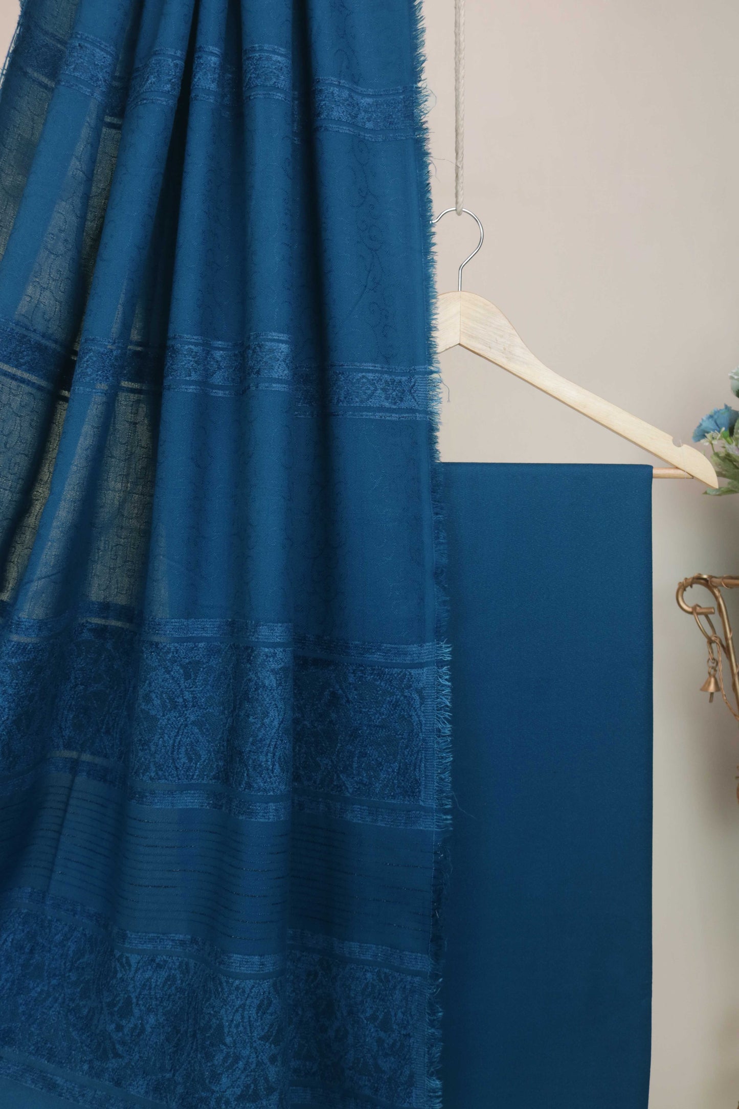 3Piece - Karandi with Wool Shawl SRK Bluezinc