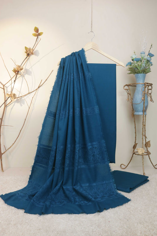 3Piece - Karandi with Wool Shawl SRK Bluezinc