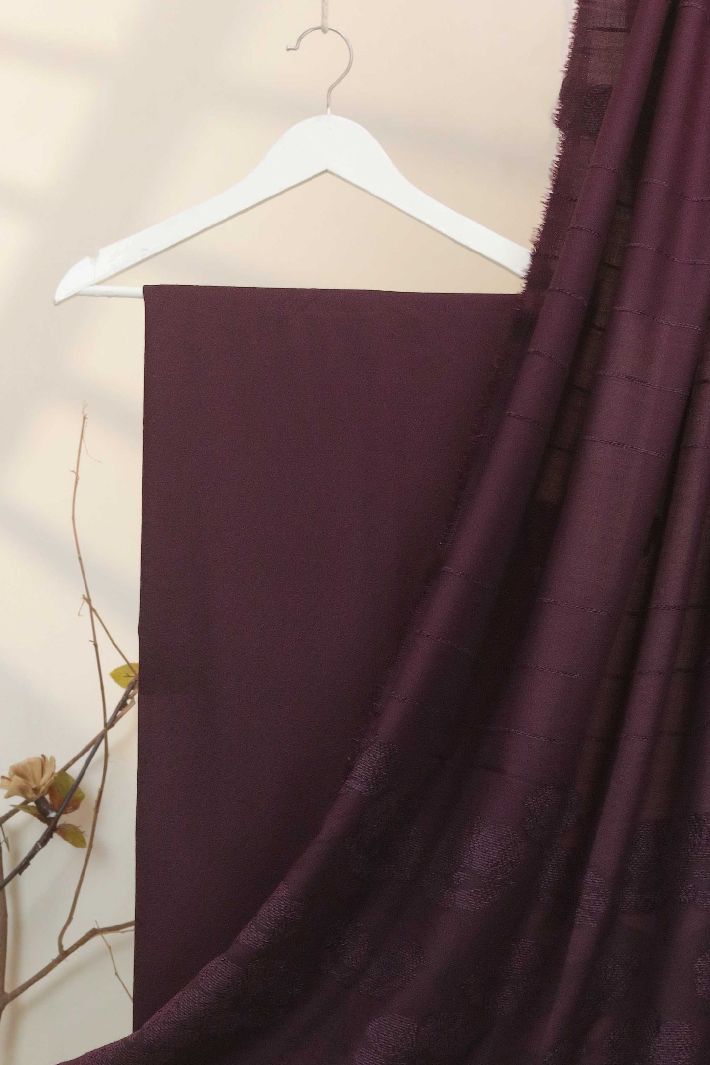 3Piece - Karandi with Wool Shawl SRK Plum
