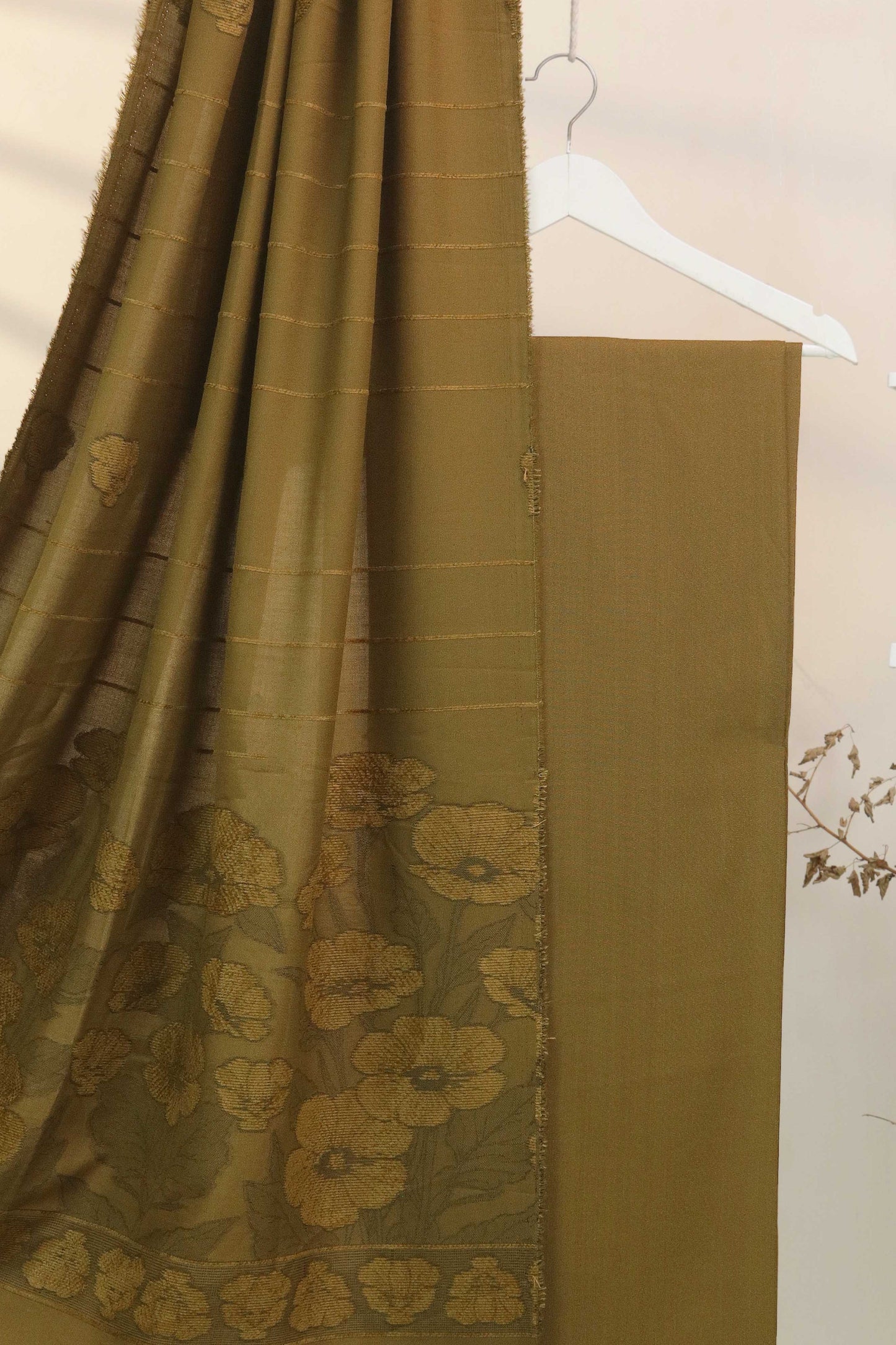 3Piece - Karandi with Wool Shawl SRK Mehndi