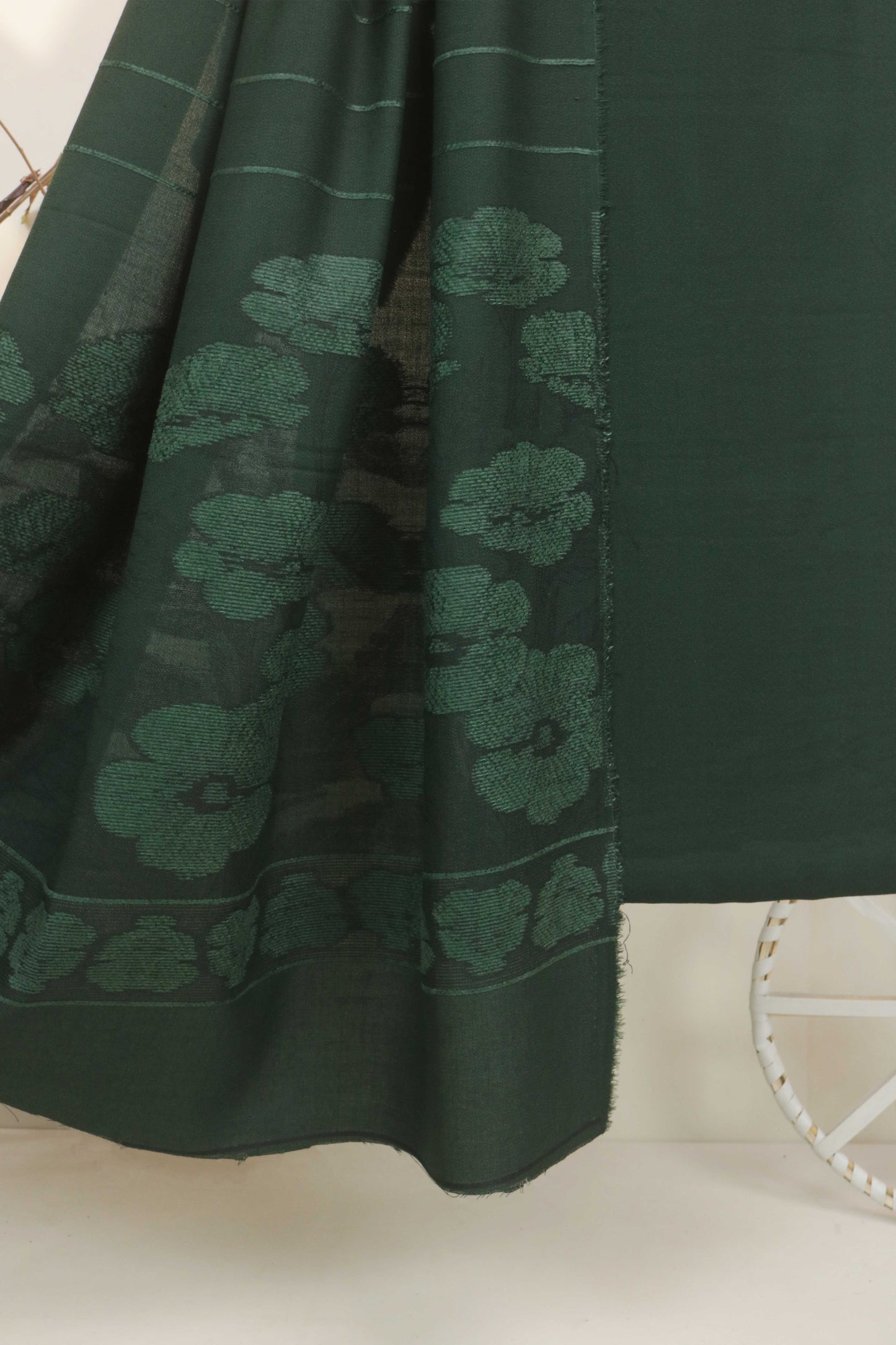 3Piece - Karandi with Wool Shawl SRK Forest Green