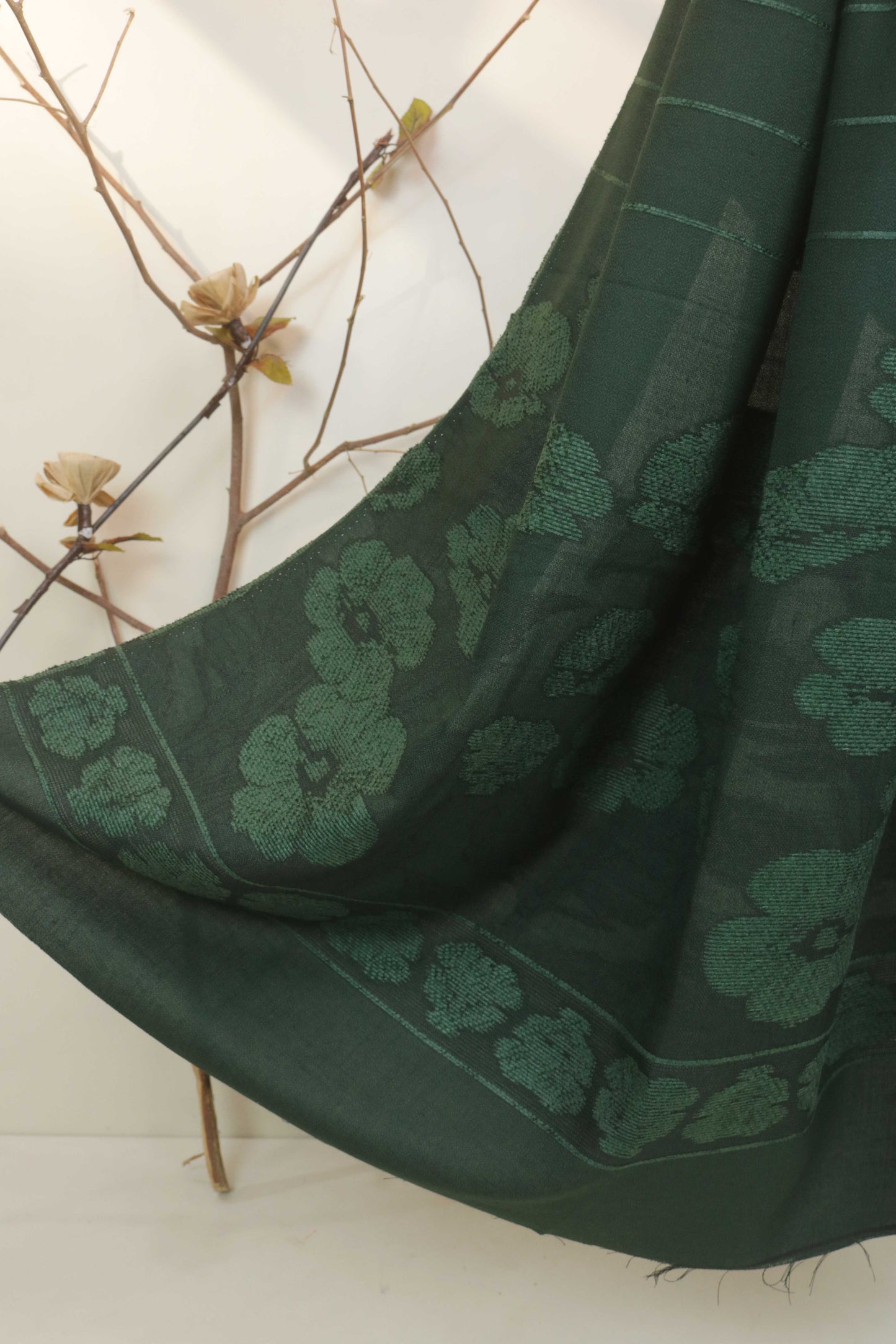 3Piece - Karandi with Wool Shawl SRK Forest Green