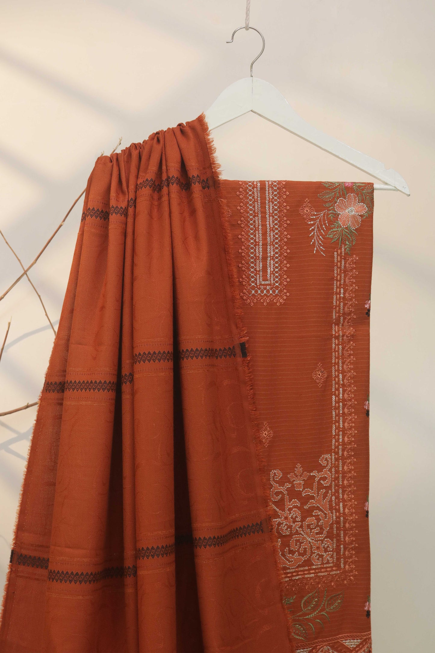 3Piece -Dhanak Embroidery Suit W3pe01