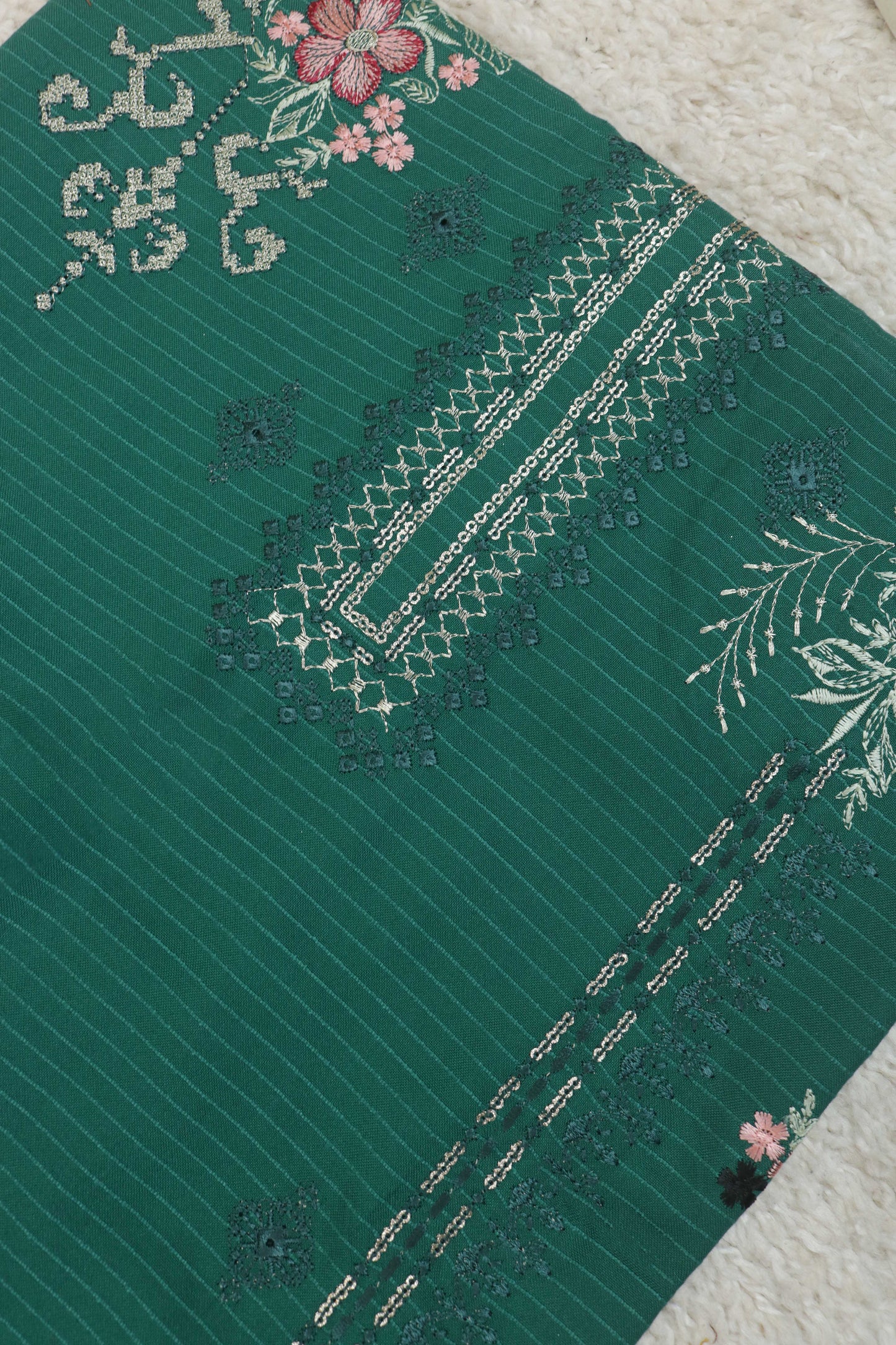 3Piece -Dhanak Embroidery Suit W3pe06