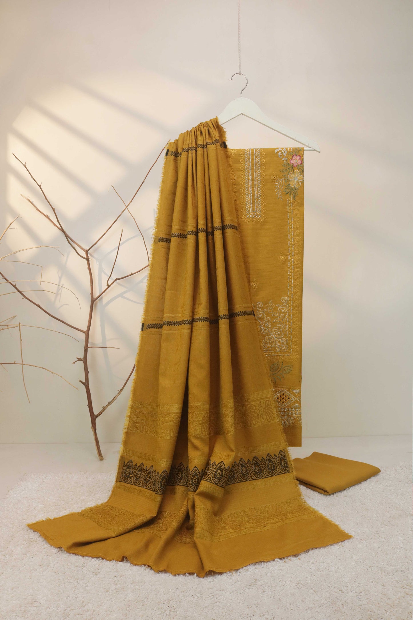 3Piece -Dhanak Embroidery Suit W3pe04