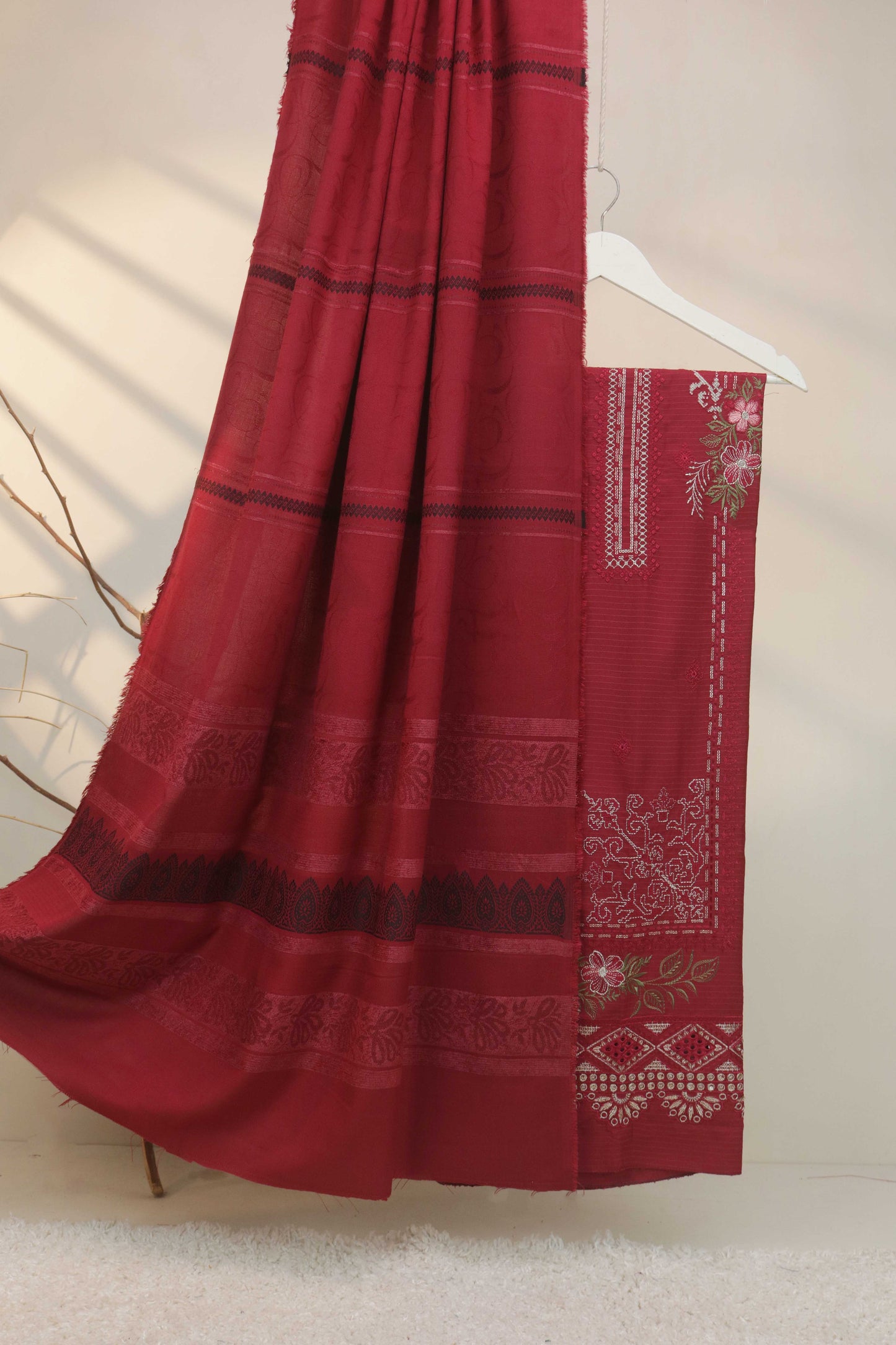 3Piece -Dhanak Embroidery Suit W3pe02