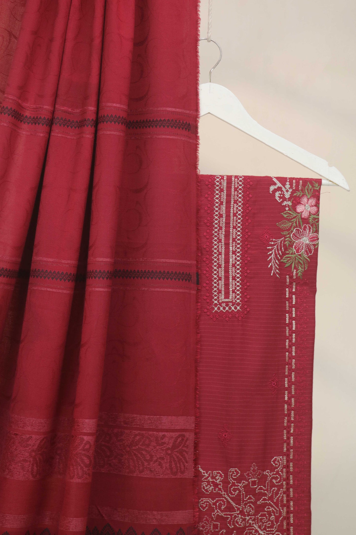 3Piece -Dhanak Embroidery Suit W3pe02