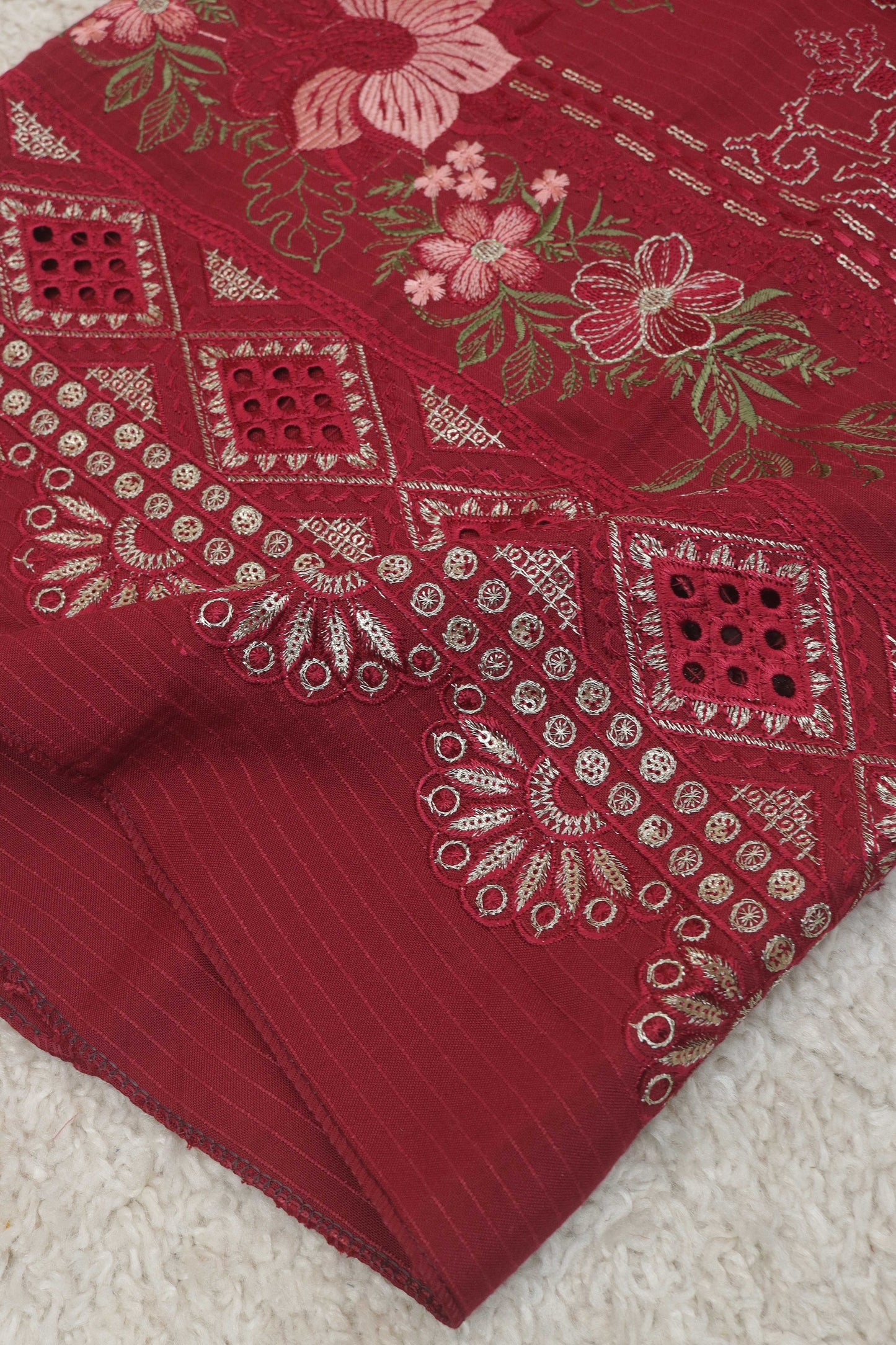 3Piece -Dhanak Embroidery Suit W3pe02